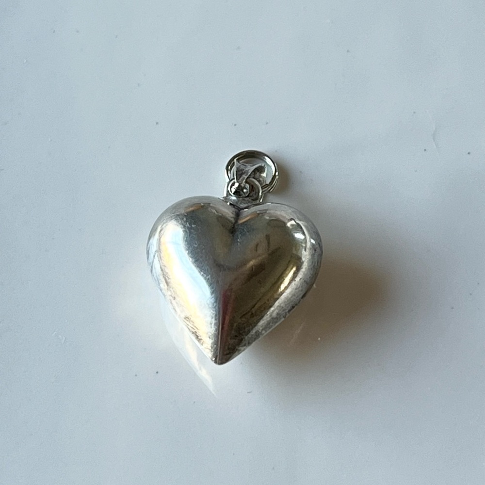 Vintage Sterling Silver Puffy Heart Pendant